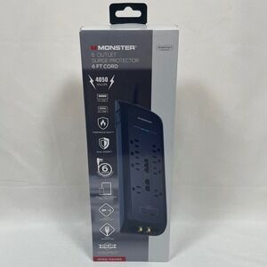 Monster 8 Outlet Surge Protector 4050 Joules 6ft Cord USB-A USB-C SEALED